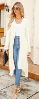 Ruma Fashion Women's Beige Long Sleeve Cardigan – Lightweight Open Front Duster with Pockets