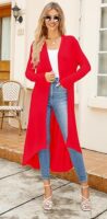 Ruma Fashion Women's Beige Long Sleeve Cardigan – Lightweight Open Front Duster with Pockets