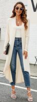 Ruma Fashion Women's Beige Long Sleeve Cardigan – Lightweight Open Front Duster with Pockets
