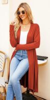 Ruma Fashion Women's Beige Long Sleeve Cardigan – Lightweight Open Front Duster with Pockets
