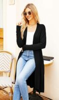 Ruma Fashion Women's Beige Long Sleeve Cardigan – Lightweight Open Front Duster with Pockets