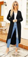 Ruma Fashion Women's Beige Long Sleeve Cardigan – Lightweight Open Front Duster with Pockets