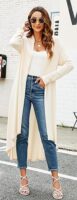 Ruma Fashion Women's Beige Long Sleeve Cardigan – Lightweight Open Front Duster with Pockets
