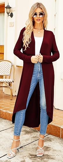 Ruma Fashion Women's Beige Long Sleeve Cardigan – Lightweight Open Front Duster with Pockets