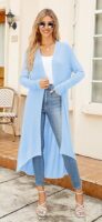 Ruma Fashion Women's Beige Long Sleeve Cardigan – Lightweight Open Front Duster with Pockets