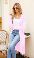 Ruma Fashion Women's Beige Long Sleeve Cardigan – Lightweight Open Front Duster with Pockets