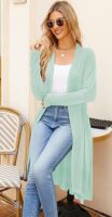 Ruma Fashion Women's Beige Long Sleeve Cardigan – Lightweight Open Front Duster with Pockets