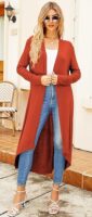 Ruma Fashion Women's Beige Long Sleeve Cardigan – Lightweight Open Front Duster with Pockets