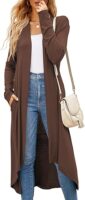 Ruma Fashion Women's Beige Long Sleeve Cardigan – Lightweight Open Front Duster with Pockets