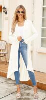 Ruma Fashion Women's Beige Long Sleeve Cardigan – Lightweight Open Front Duster with Pockets