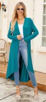 Ruma Fashion Women's Beige Long Sleeve Cardigan – Lightweight Open Front Duster with Pockets