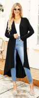 Ruma Fashion Women's Beige Long Sleeve Cardigan – Lightweight Open Front Duster with Pockets