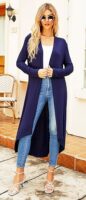 Ruma Fashion Women's Beige Long Sleeve Cardigan – Lightweight Open Front Duster with Pockets