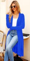 Ruma Fashion Women's Beige Long Sleeve Cardigan – Lightweight Open Front Duster with Pockets