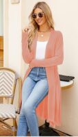 Ruma Fashion Women's Beige Long Sleeve Cardigan – Lightweight Open Front Duster with Pockets