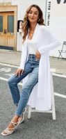 Ruma Fashion Women's Beige Long Sleeve Cardigan – Lightweight Open Front Duster with Pockets